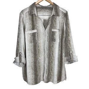 Valerie Stevens Animal Print Button Down Blouse